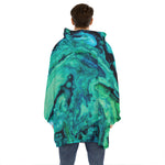 Turquoise Acid Melt Print Hoodie Blanket