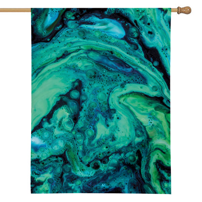 Turquoise Acid Melt Print House Flag