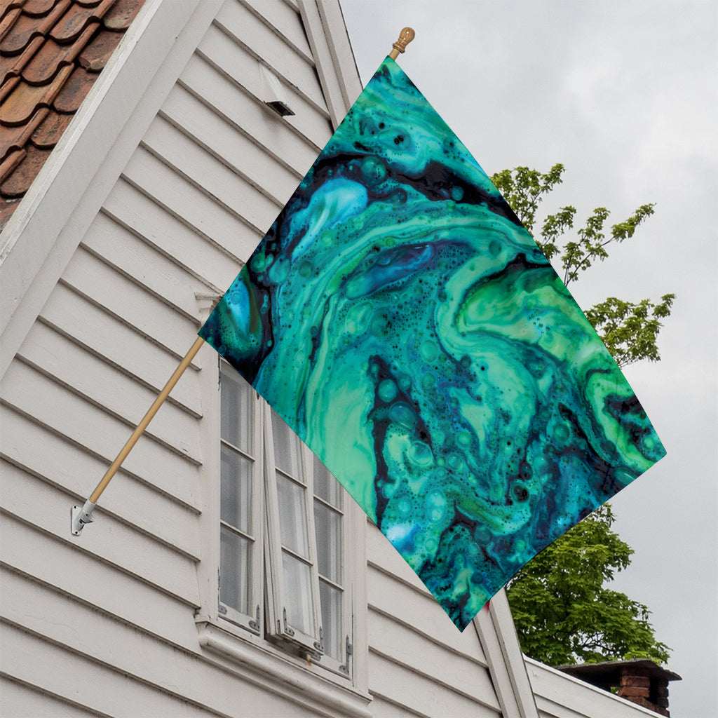 Turquoise Acid Melt Print House Flag