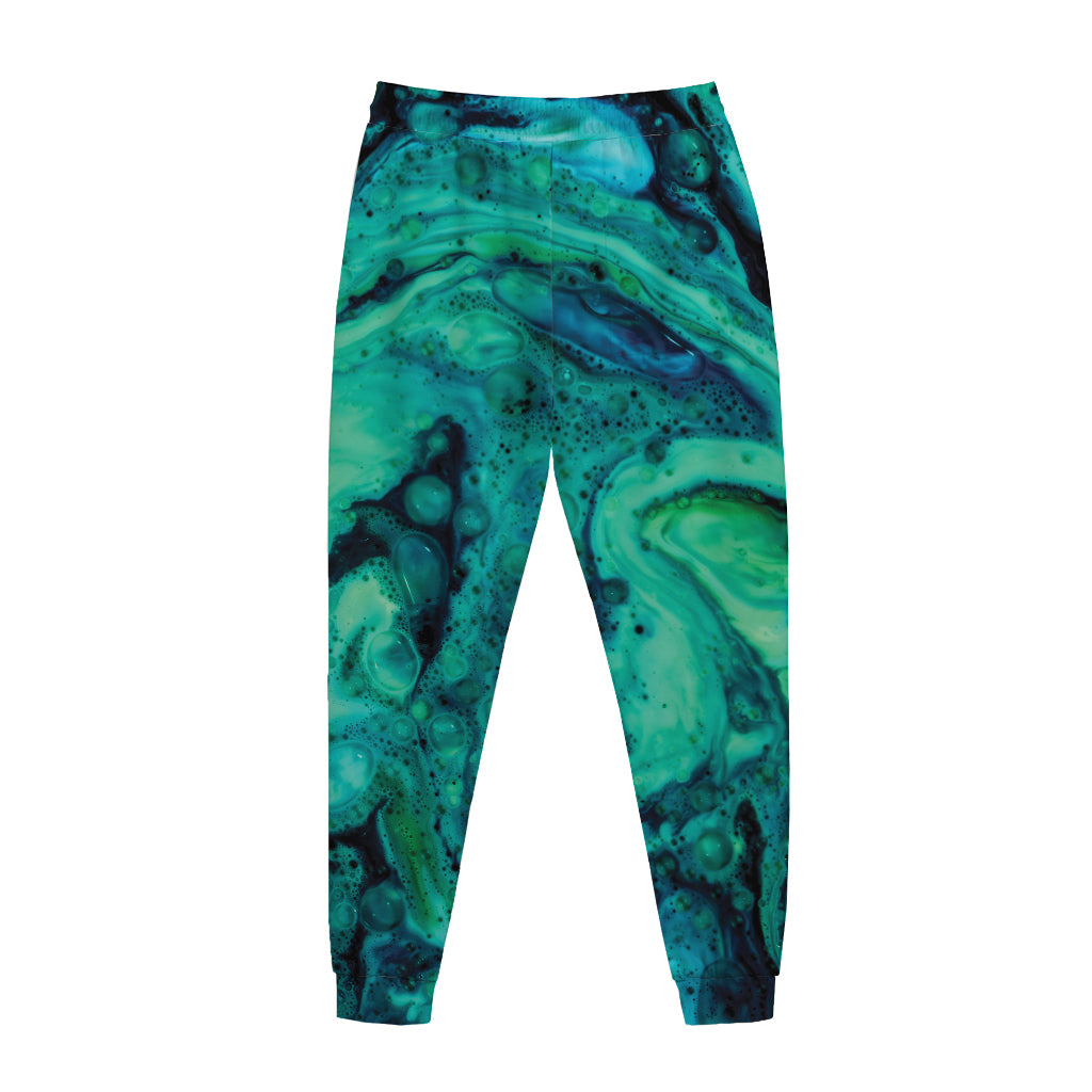 Turquoise Acid Melt Print Jogger Pants