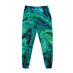 Turquoise Acid Melt Print Jogger Pants