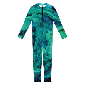 Turquoise Acid Melt Print Jumpsuit