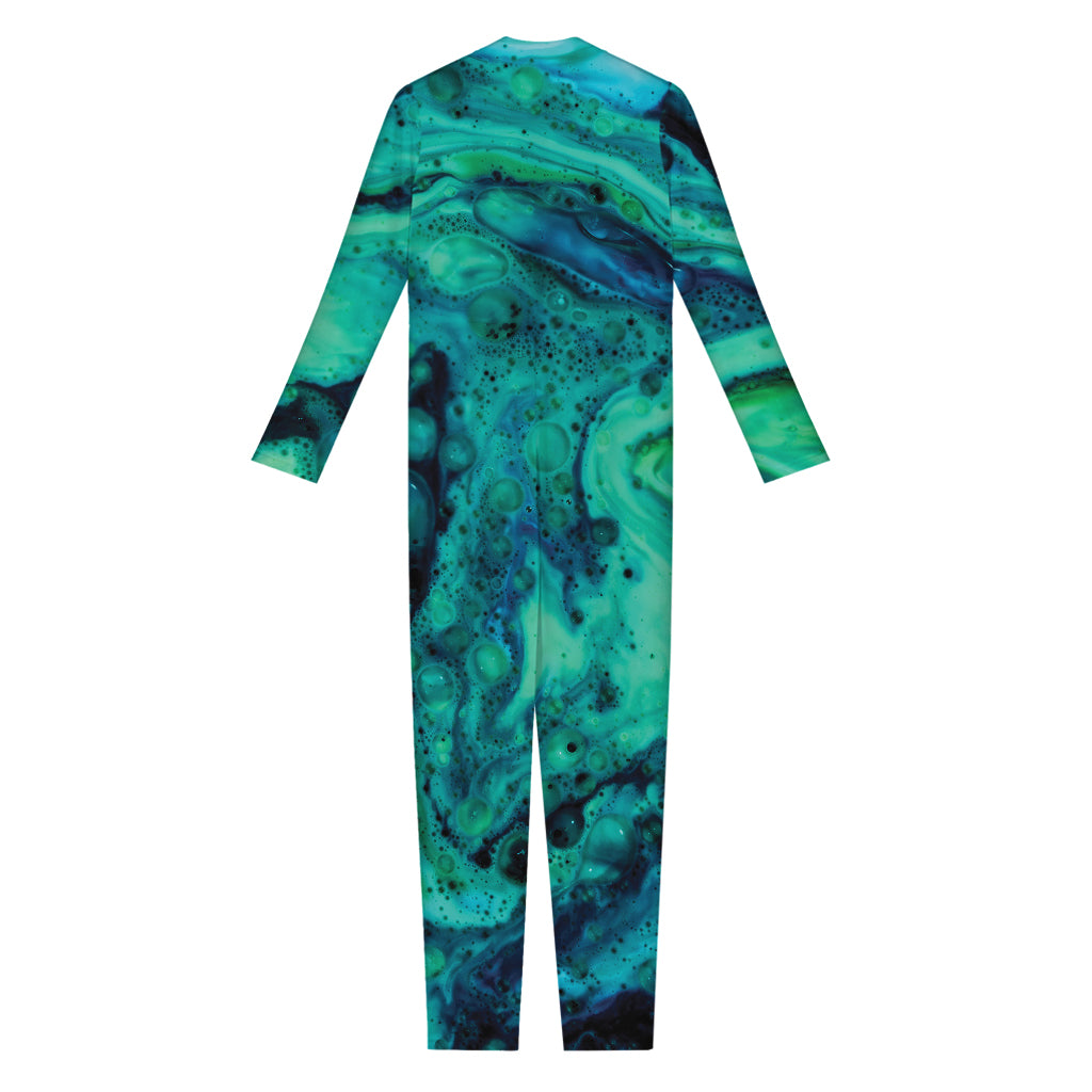 Turquoise Acid Melt Print Jumpsuit