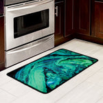 Turquoise Acid Melt Print Kitchen Mat