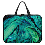 Turquoise Acid Melt Print Laptop Sleeve With Handle