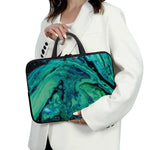Turquoise Acid Melt Print Laptop Sleeve With Handle