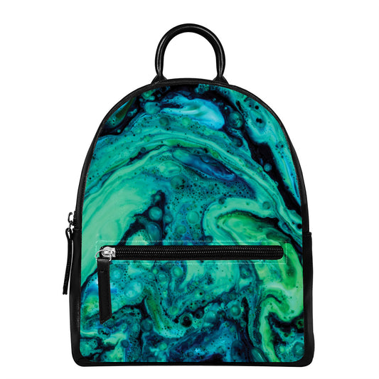 Turquoise Acid Melt Print Leather Backpack
