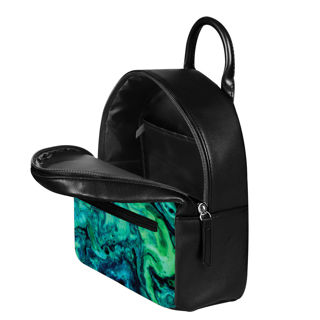 Turquoise Acid Melt Print Leather Backpack