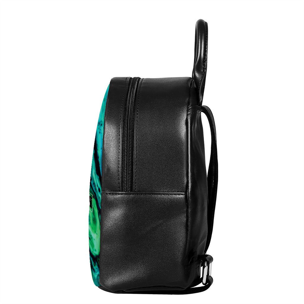 Turquoise Acid Melt Print Leather Backpack