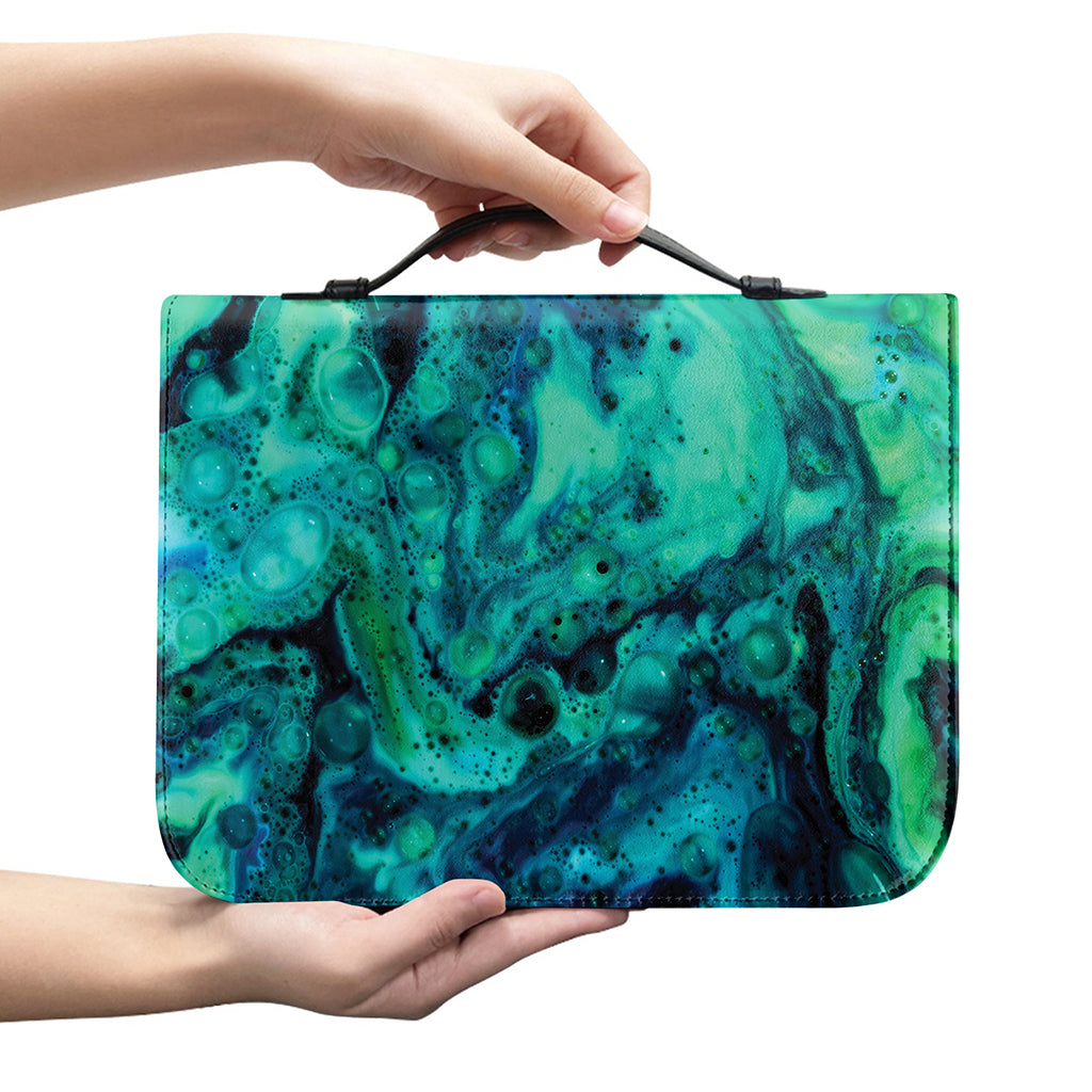 Turquoise Acid Melt Print Leather Bible Cover