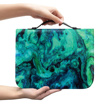 Turquoise Acid Melt Print Leather Bible Cover