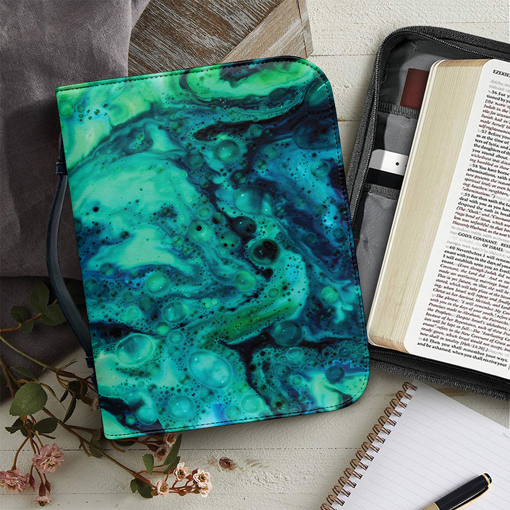 Turquoise Acid Melt Print Leather Bible Cover