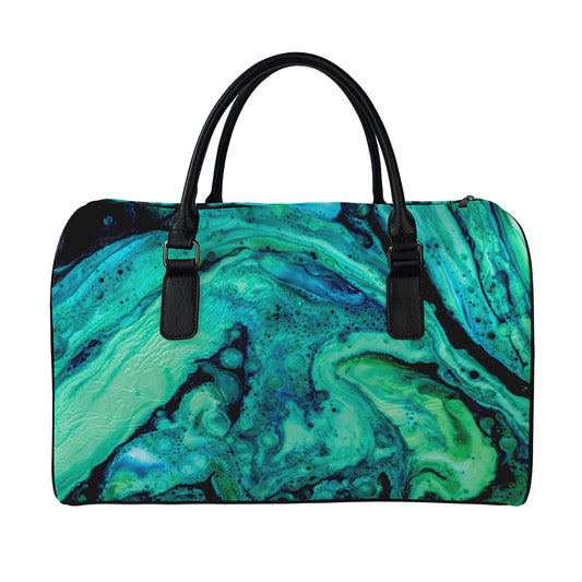 Turquoise Acid Melt Print Leather Duffle Bag