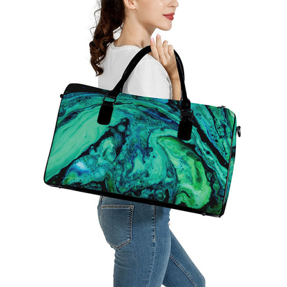 Turquoise Acid Melt Print Leather Duffle Bag