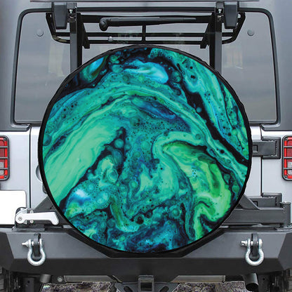Turquoise Acid Melt Print Leather Spare Tire Cover