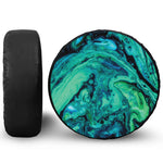 Turquoise Acid Melt Print Leather Spare Tire Cover