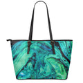 Turquoise Acid Melt Print Leather Tote Bag With Zipper