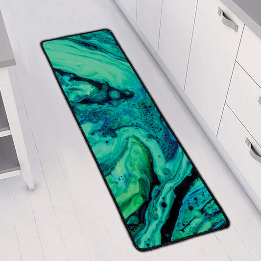 Turquoise Acid Melt Print Long Kitchen Mat