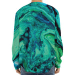 Turquoise Acid Melt Print Long Sleeve Baseball Jersey