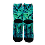 Turquoise Acid Melt Print Long Socks