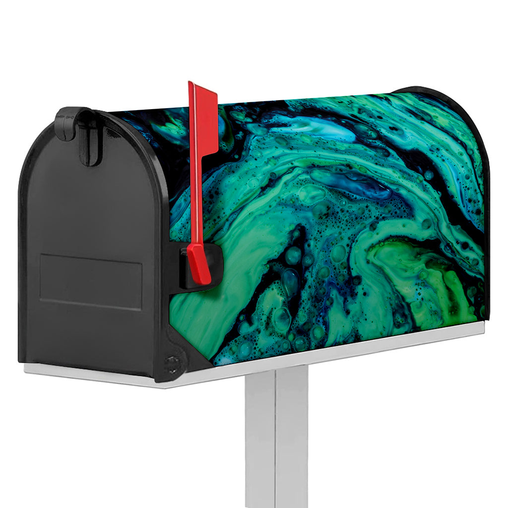 Turquoise Acid Melt Print Mailbox Cover