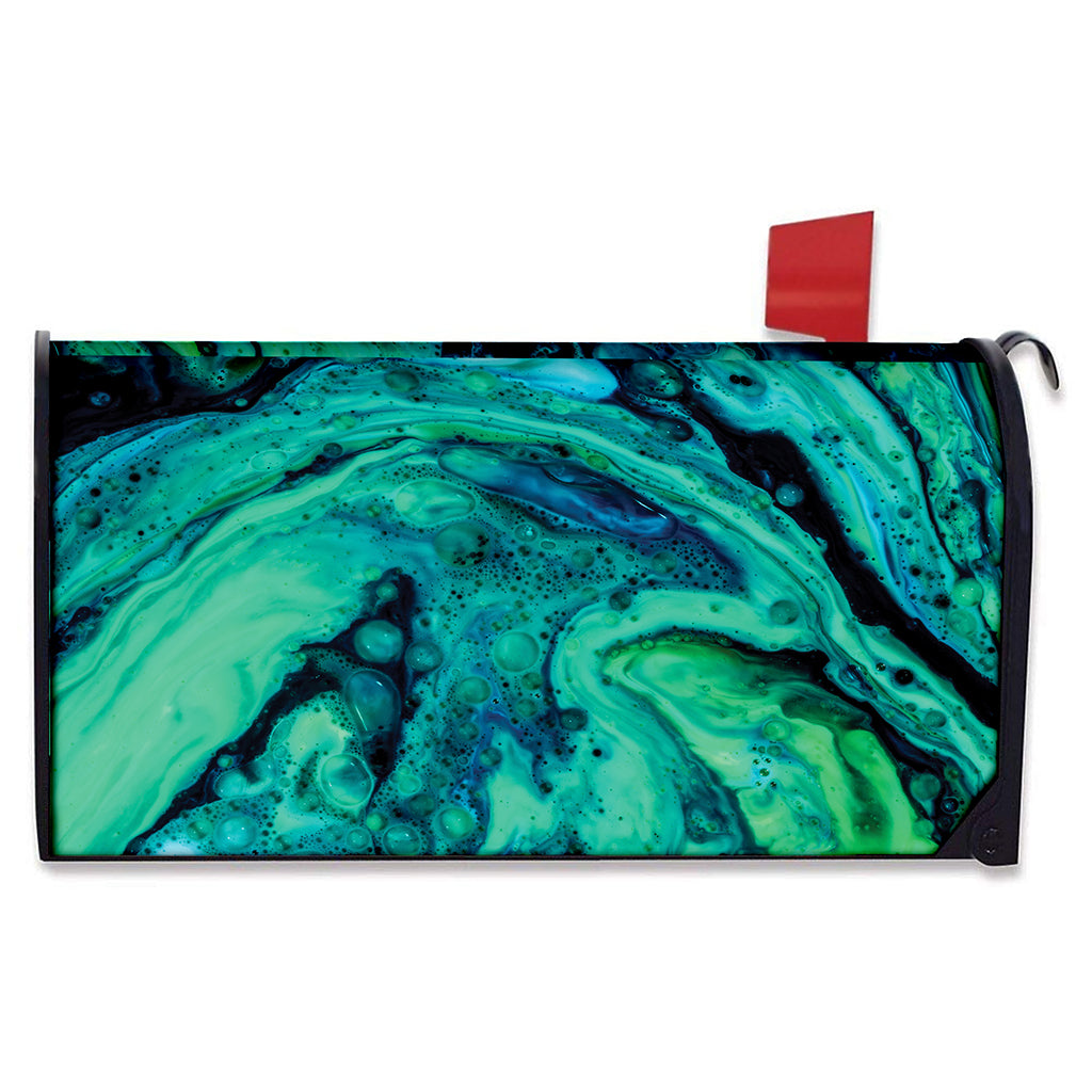 Turquoise Acid Melt Print Mailbox Cover