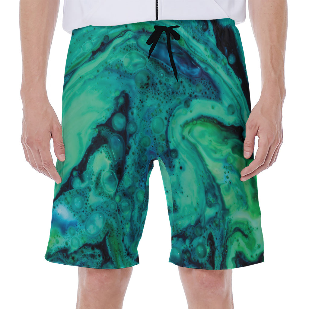 Turquoise Acid Melt Print Men's Beach Shorts