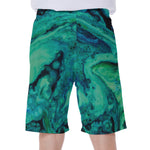 Turquoise Acid Melt Print Men's Beach Shorts