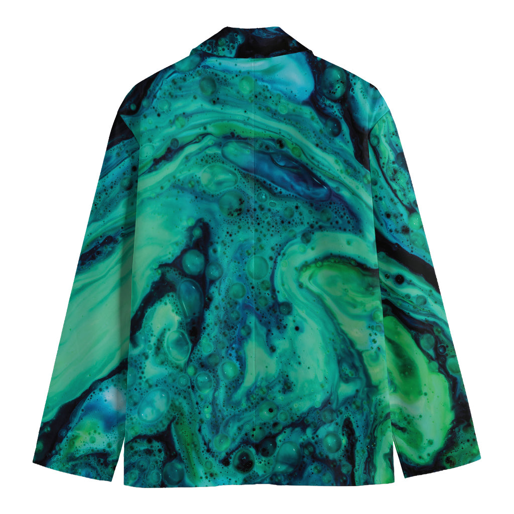 Turquoise Acid Melt Print Men's Blazer