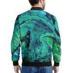 Turquoise Acid Melt Print Men's Bomber Jacket