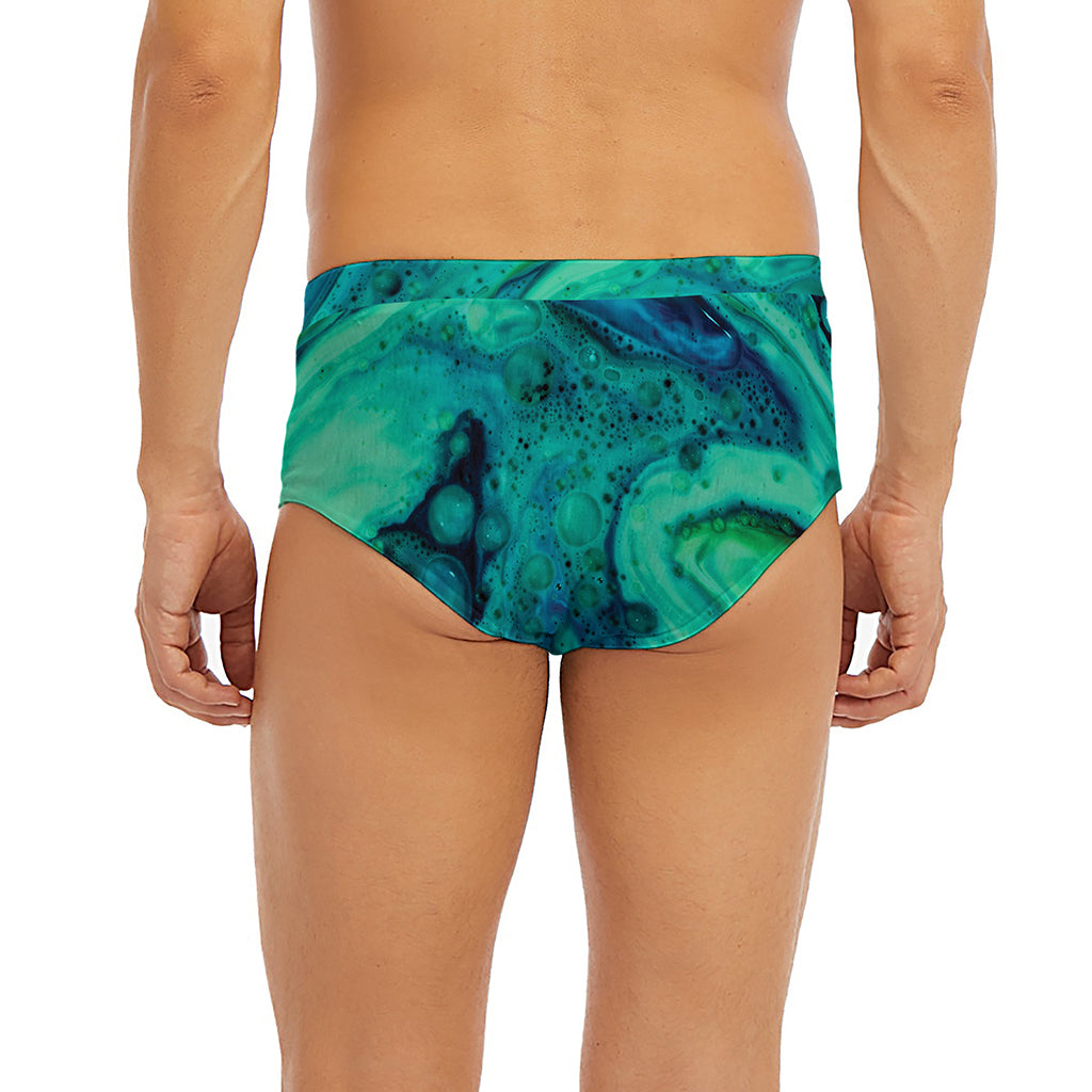 Turquoise Acid Melt Print Men's Briefs