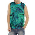 Turquoise Acid Melt Print Men's Fitness Tank Top