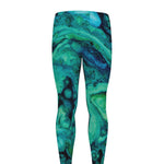 Turquoise Acid Melt Print Men's leggings