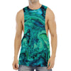 Turquoise Acid Melt Print Men's Muscle Tank Top