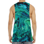 Turquoise Acid Melt Print Men's Muscle Tank Top