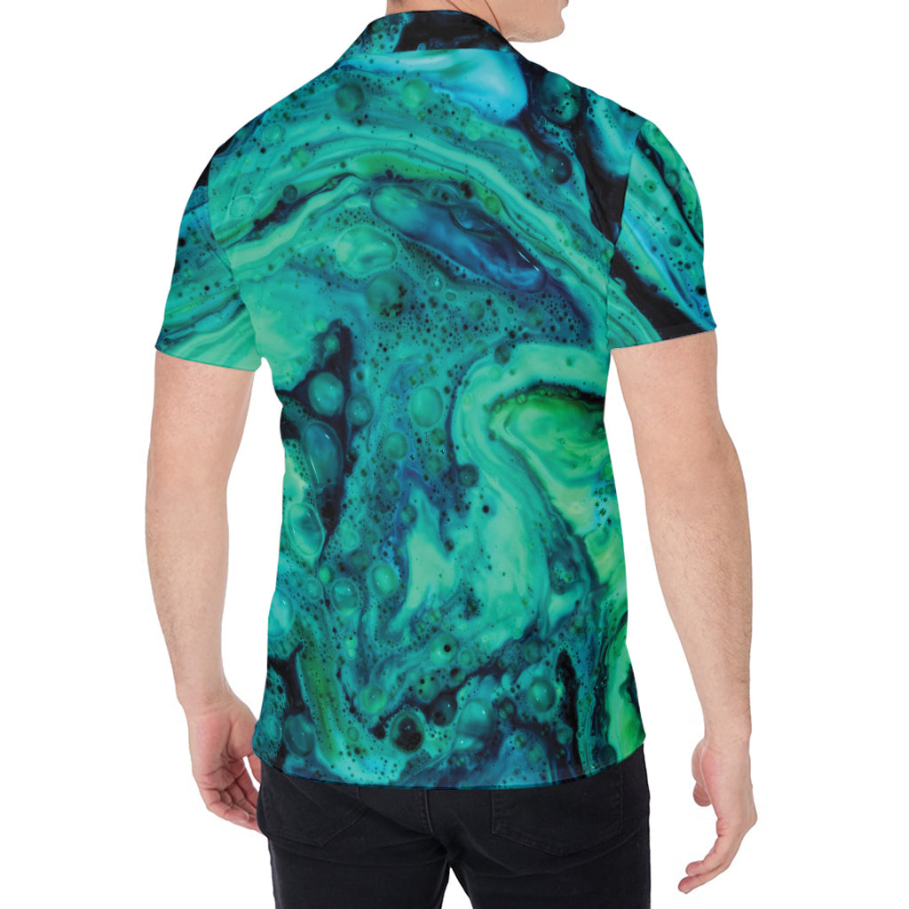 Turquoise Acid Melt Print Men's Shirt