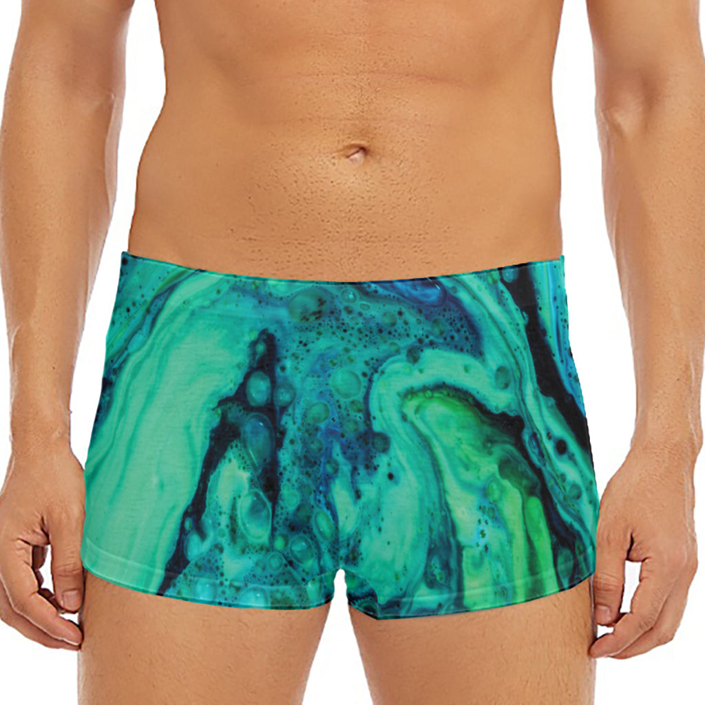 Turquoise Acid Melt Print Men's Short Boxer Briefs