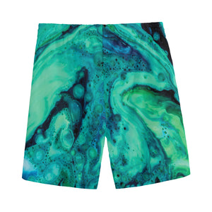 Turquoise Acid Melt Print Men's Sports Shorts