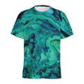 Turquoise Acid Melt Print Men's Athletic T-Shirt