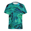 Turquoise Acid Melt Print Men's Sports T-Shirt