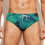 Turquoise Acid Melt Print Men's Swim Briefs