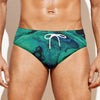 Turquoise Acid Melt Print Men's Swim Briefs