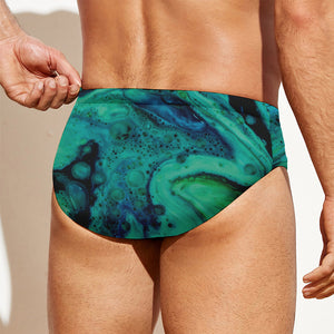 Turquoise Acid Melt Print Men's Swim Briefs