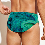 Turquoise Acid Melt Print Men's Swim Briefs