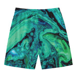 Turquoise Acid Melt Print Men's Swim Trunks