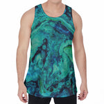 Turquoise Acid Melt Print Men's Velvet Tank Top