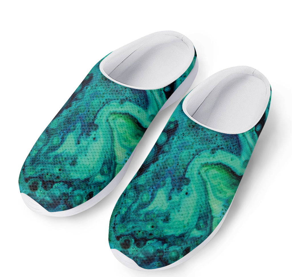 Turquoise Acid Melt Print Mesh Casual Shoes