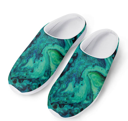 Turquoise Acid Melt Print Mesh Casual Shoes