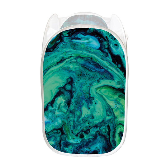 Turquoise Acid Melt Print Mesh Laundry Hamper