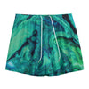 Turquoise Acid Melt Print Mesh Shorts